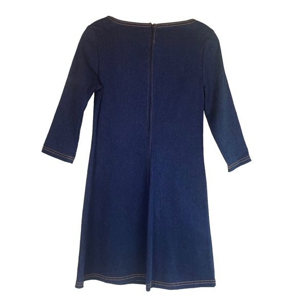 Vintage 90s Denim Mini Dress Navy Blue Size Medium - Picture 4 of 11